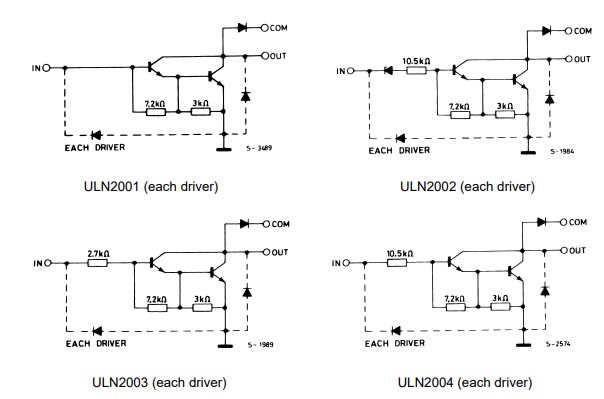 Schematic - STMicroelectronics ULN200x/ULN200xA Seven Darlington Arrays